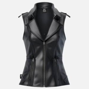 black leather vest women​