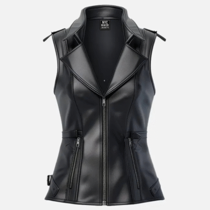 black leather vest women​
