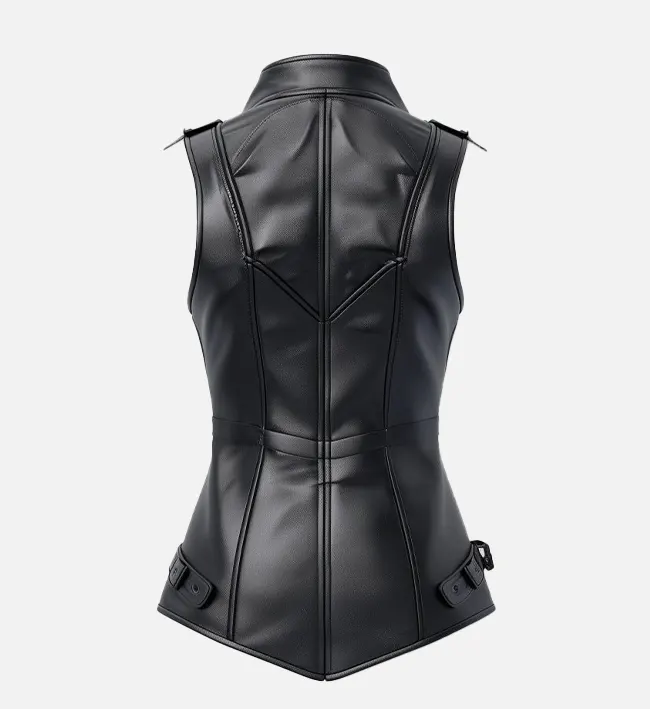 black leather vest women​