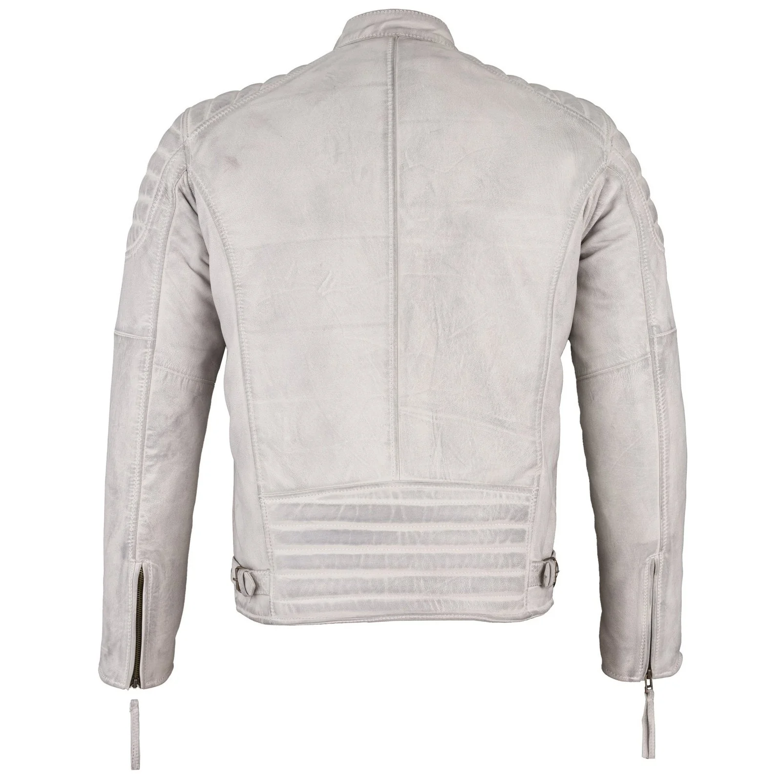 Mens Grey Leather Biker Jacket