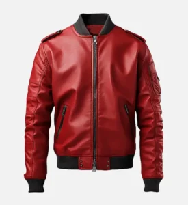 red leather bomber jacket mens