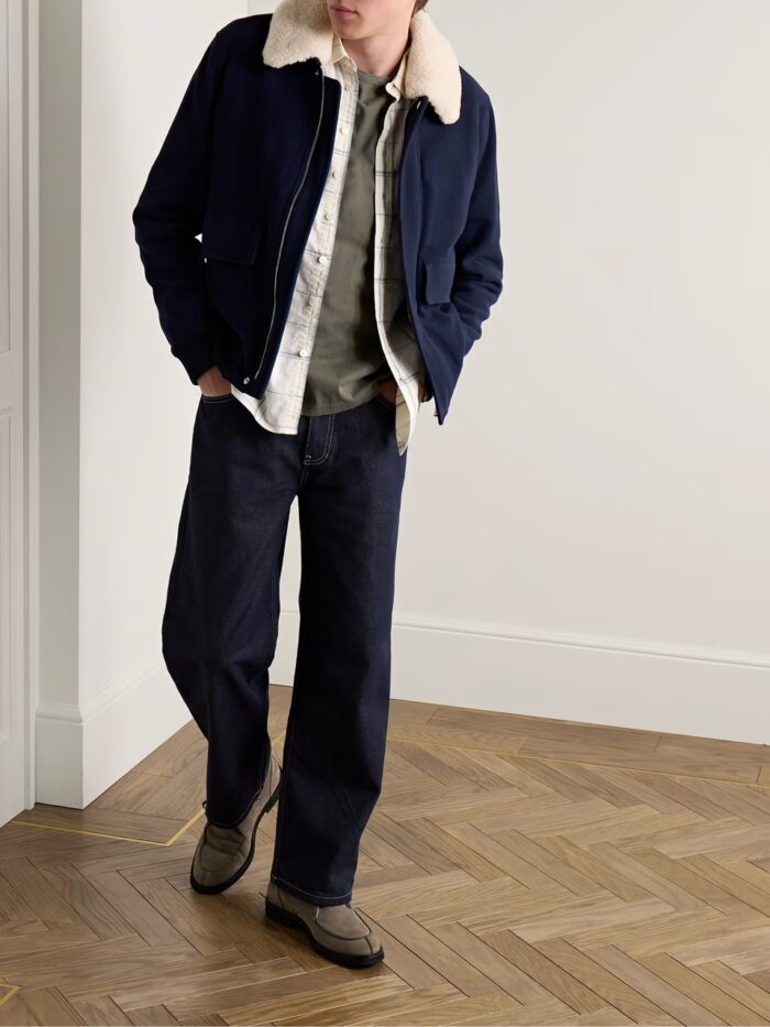 wool blend bomber jacket men​