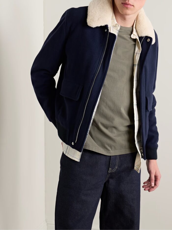 wool blend bomber jacket men​