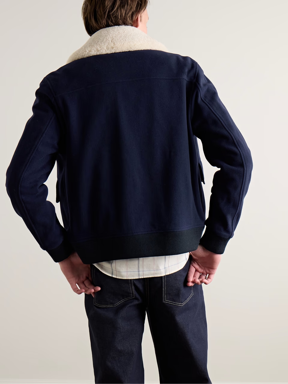 wool blend bomber jacket men​