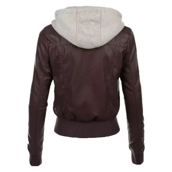 hooded leather jacket women​