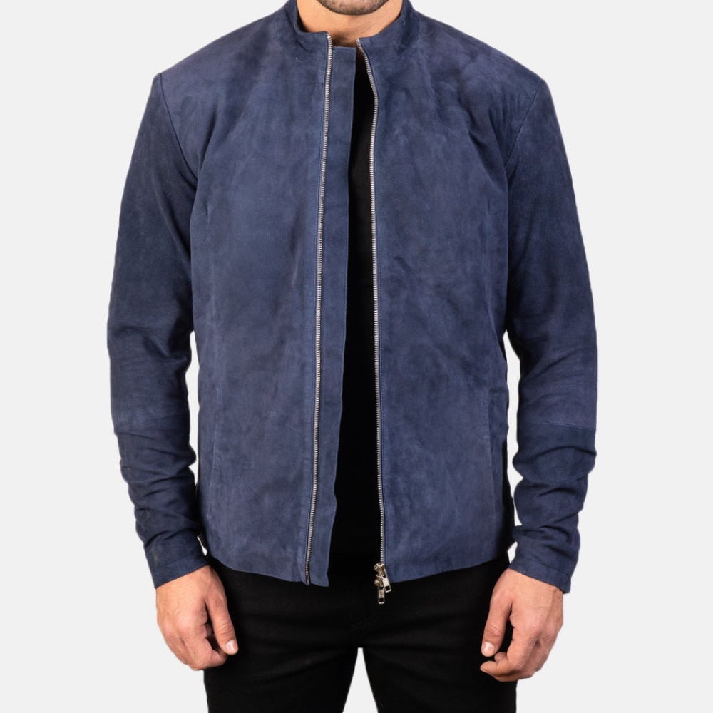 suede jacket blue