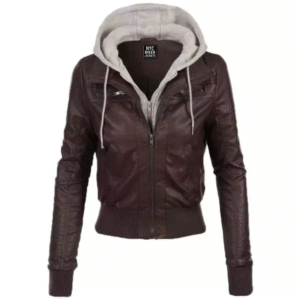 hooded leather jacket women​