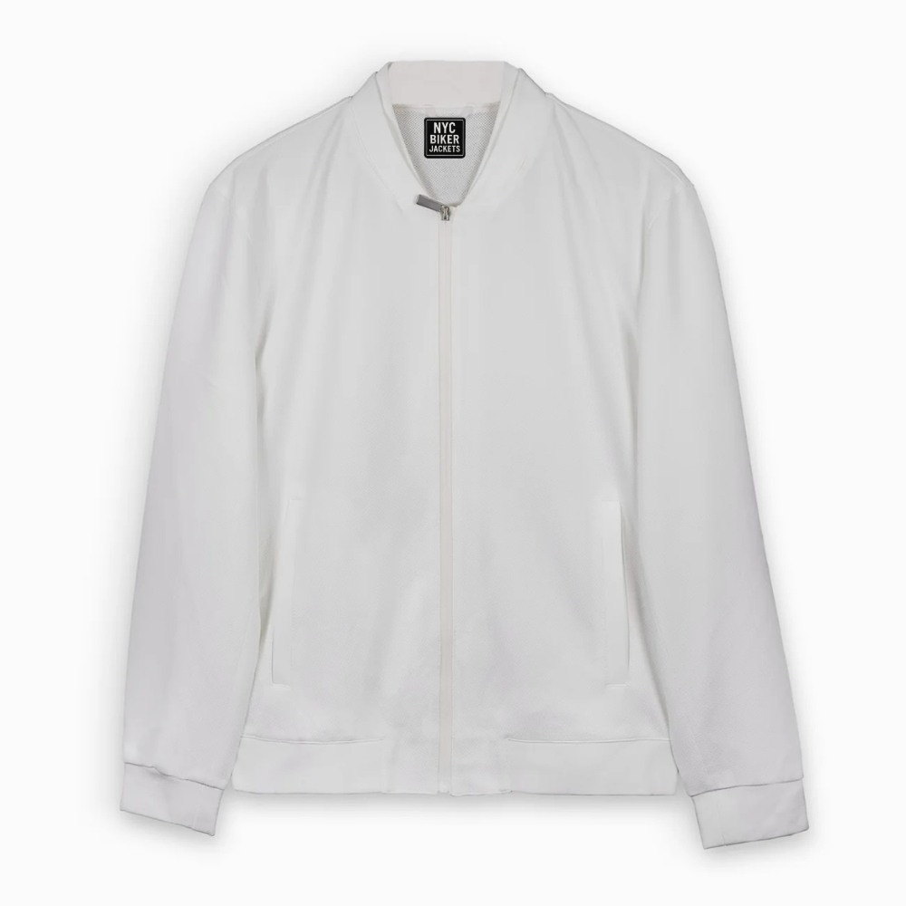 white bomber jacket​