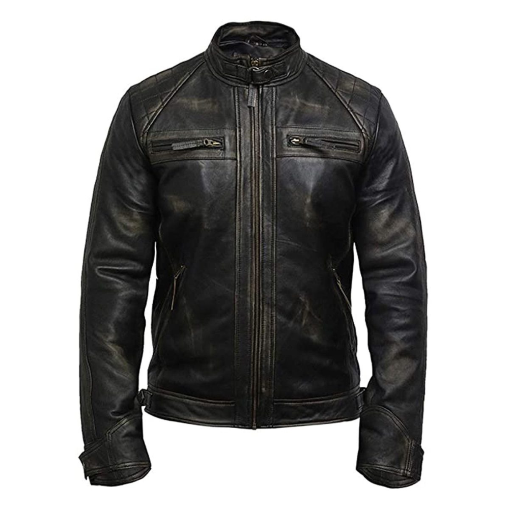 mens distressed biker jacket​