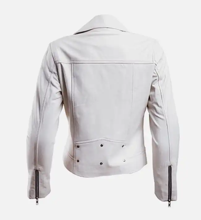 white leather biker jacket womens